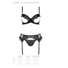 Комплект з відкритим бра, чорний Passion KERRIA SET WITH OPEN BRA black, L/XL