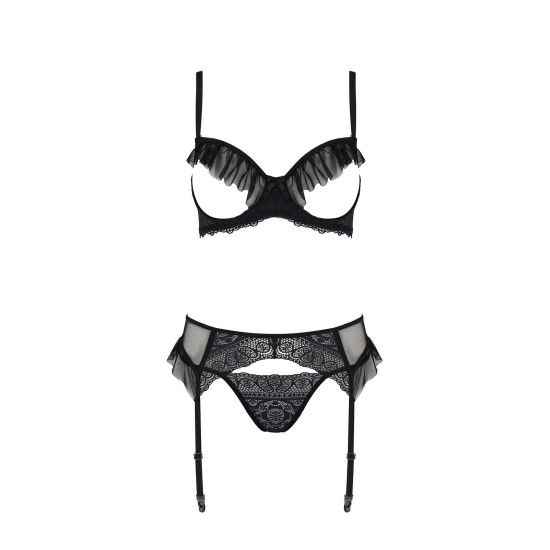 Комплект з відкритим бра, чорний Passion KERRIA SET WITH OPEN BRA black, L/XL