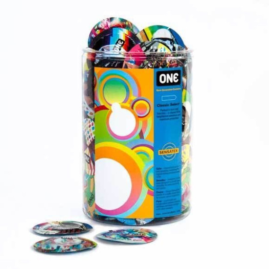 Набір презервативів, мегапак тюб ONE Classic Select - Artist Collection, 100 шт