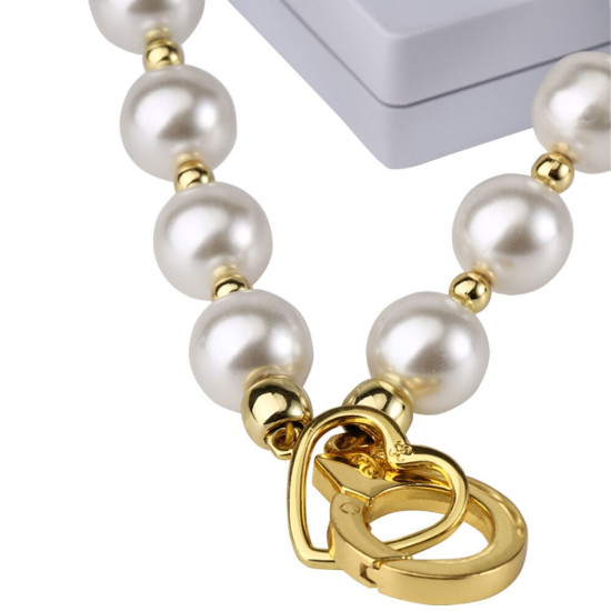 Нашийник з повідцем і наручниками, перловий Lockink Pearl Bondage & Restraint Set