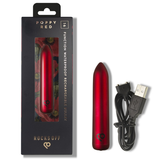 Віброкуля, 16 режимів, червона Rocks Off Bullet Poppy Red 16 Settings