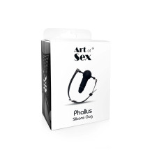 Силиконовый кляп с фаллоимитатором из экокожи, черный Art Of Sex Phallus