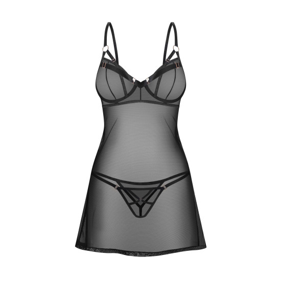 Сорочка Obsessive Euridia Chemise & Tanga, размер M/L