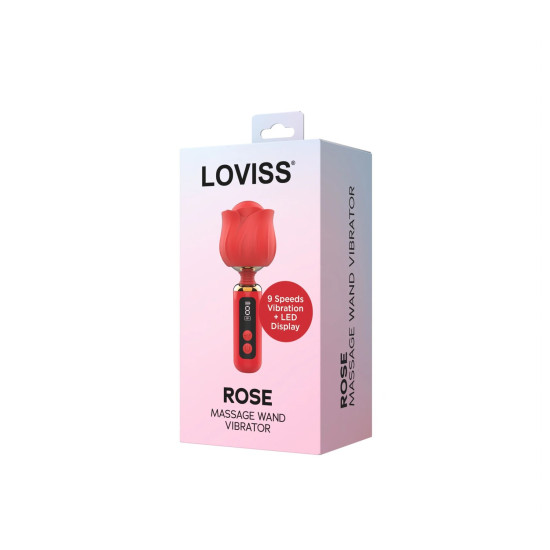 Вібромасажер з головкою у вигляді троянди, 9 режимів Loviss Rose Mini Massage Wand Vibrator