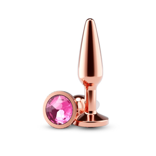 Конусоподібна анальна пробка з рожево-золотистою основою, рожева NS Novelties Rear Assets - Tapered - Rose Gold - Pink, M