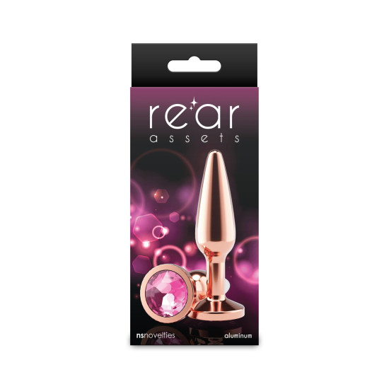 Конусоподібна анальна пробка з рожево-золотистою основою, рожева NS Novelties Rear Assets - Tapered - Rose Gold - Pink, M