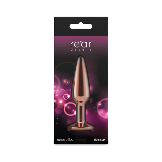 Конусоподібна анальна пробка з рожево-золотистою основою, рожева NS Novelties Rear Assets - Tapered - Rose Gold - Pink, M