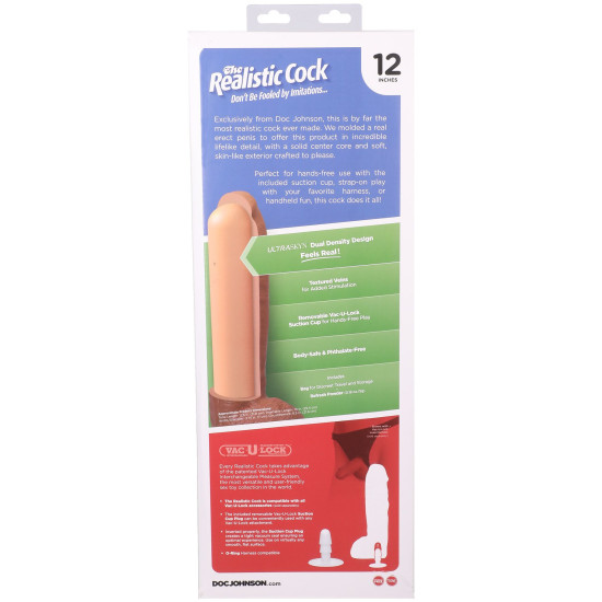 Фалоімітатор з мошонкою, довжина 30.5 см Doc Johnson The Realistic Cock ULTRASKYN - 12 Inch Hung with Balls Chocolate