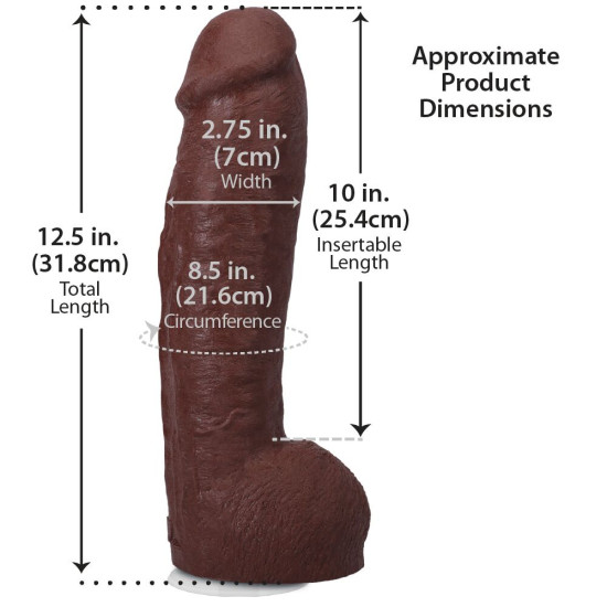 Фалоімітатор з мошонкою, довжина 30.5 см Doc Johnson The Realistic Cock ULTRASKYN - 12 Inch Hung with Balls Chocolate