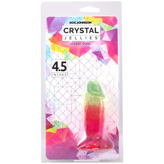 Дилдо, длина 11.4 см, радужный Doc Johnson Crystal Jellies - 4.5 Inch Classic Dong - Rainbow