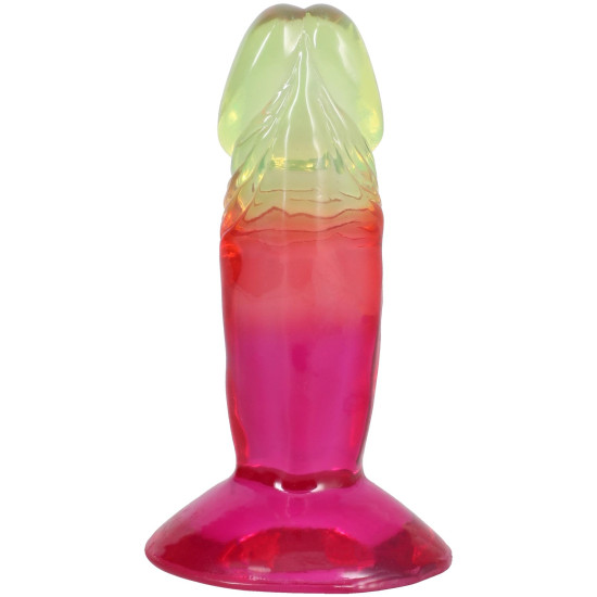 Дилдо, длина 11.4 см, радужный Doc Johnson Crystal Jellies - 4.5 Inch Classic Dong - Rainbow