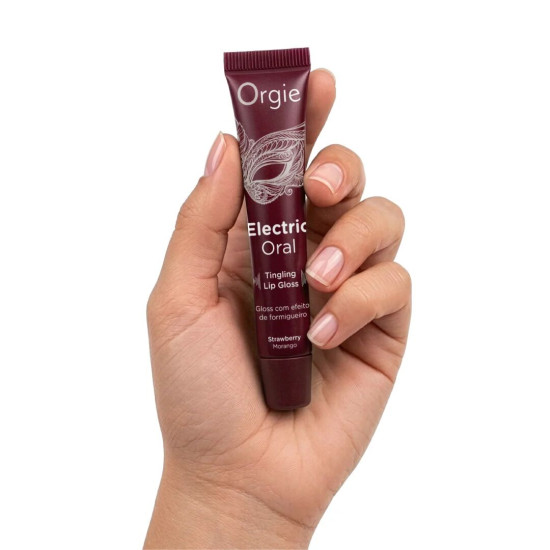 Віброблиск для губ з ефектом поколювання, полуниця Orgie Electric Oral Lips Gloss Strawberry, 10 ml
