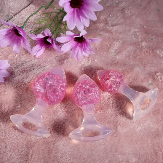 Анальна пробка у формі серця, рожева Liebe Seele Heart-shaped Crystal Anal Plug - Pink, розмір M