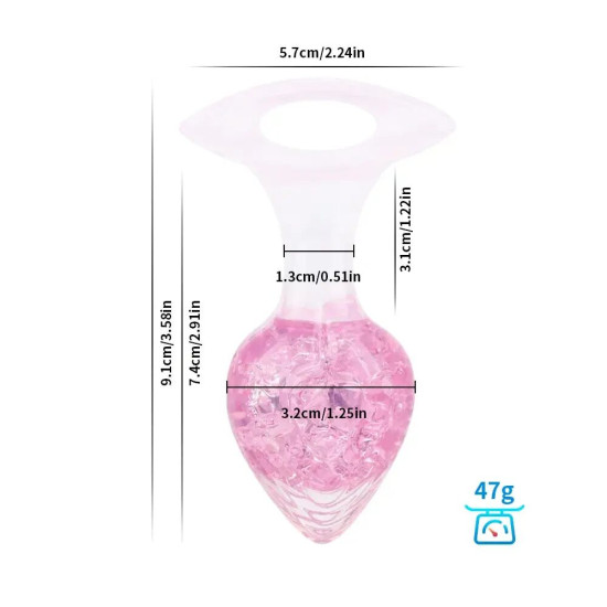 Анальна пробка у формі серця, рожева Liebe Seele Heart-shaped Crystal Anal Plug - Pink, розмір M
