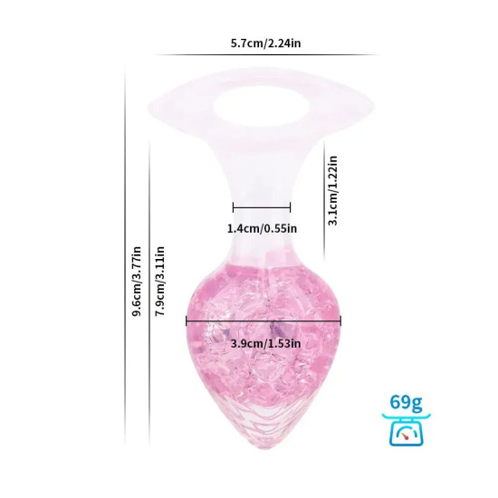 Анальна пробка у формі серця, рожева Liebe Seele Heart-shaped Crystal Anal Plug - Pink, розмір M