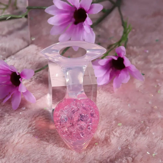 Анальна пробка у формі серця, рожева Liebe Seele Heart-shaped Crystal Anal Plug - Pink, розмір M