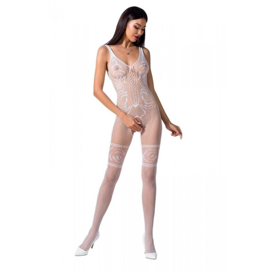 Бодістокінг-комбінезон з імітацією панчіх і боді, білий Passion BS069 White