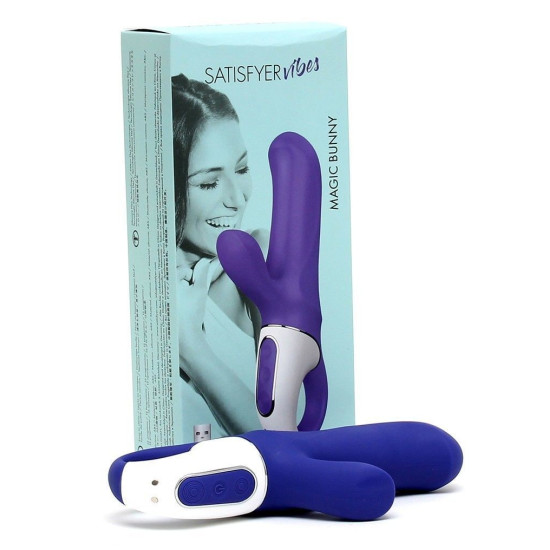 Вібратор-кролик потужний з двома моторами, литий силікон Satisfyer Vibes Magic Bunny