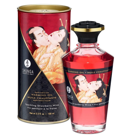 Їстівна масажна олія з полуничним смаком Shunga Aphrodisiac Warming Oil Sparkling Strawberry Wine, 100 ml