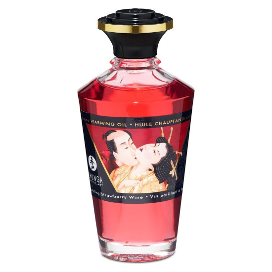 Їстівна масажна олія з полуничним смаком Shunga Aphrodisiac Warming Oil Sparkling Strawberry Wine, 100 ml