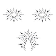Пэстис из кристаллов (украшение на грудь и вульву), серебристые Petits Joujoux Gloria Set of 3 Silver
