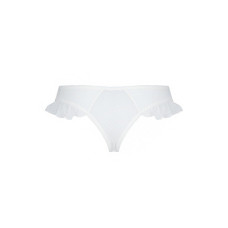Трусики в горошек с рюшами и шнуровкой, белые Passion Fatin Thong, XXL/XXXL