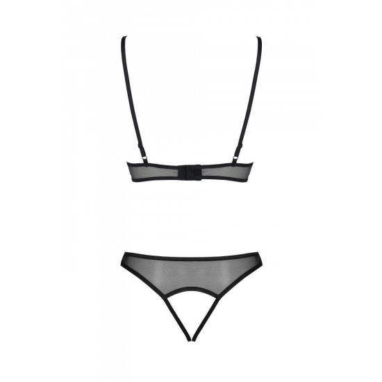 Комплект (браллет с ажурным лифом и открытыми трусиками), черный Passion Christa Set Black, L/XL