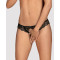 Чёрные кружевные танга с открытым доступом к промежности Obsessive Contica Crotchless Thong Black, S/M
