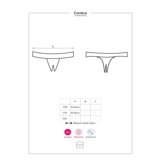 Чёрные кружевные танга с открытым доступом к промежности Obsessive Contica Crotchless Thong Black, S/M