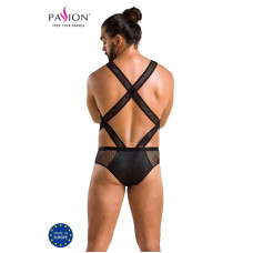 Еротичне сітчасте боді з екошкіри та сітки, чорне Passion 045 Victor Black, L/XL
