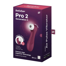 Вакуумний кліторальний стимулятор з керуванням через додаток, винний Satisfyer Pro 2 Generation 3 with Liquid Air Connect App Wine Red