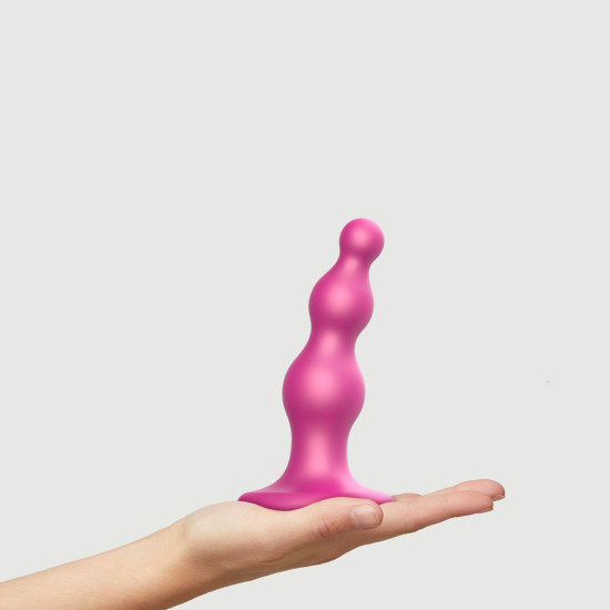 Насадка для страпона з намистинами і металевим блиском, малинова Strap-On-Me Dildo Plug Beads Framboise Metallic, S