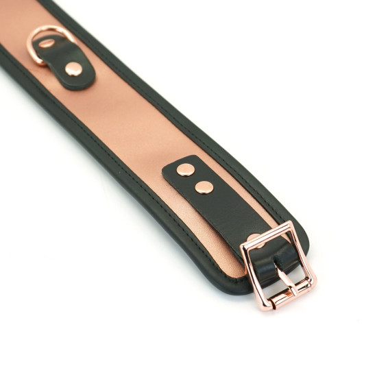 Широкий ошейник с поводком из натуральной кожи Liebe Seele Rose Gold Memory Collar with Leash