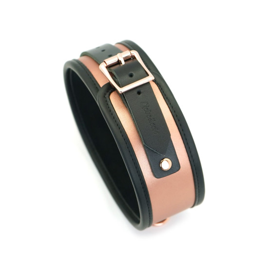 Широкий ошейник с поводком из натуральной кожи Liebe Seele Rose Gold Memory Collar with Leash