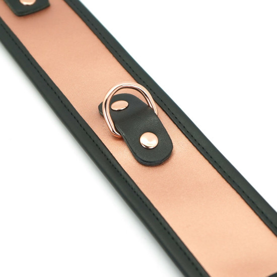 Широкий ошейник с поводком из натуральной кожи Liebe Seele Rose Gold Memory Collar with Leash