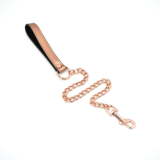 Широкий ошейник с поводком из натуральной кожи Liebe Seele Rose Gold Memory Collar with Leash