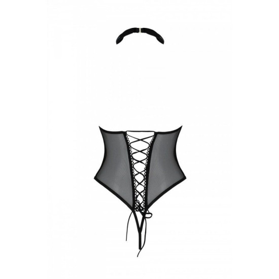 Эротическое боди с открытыми чашками, чёрное Passion Trisha Body Black, L/XL
