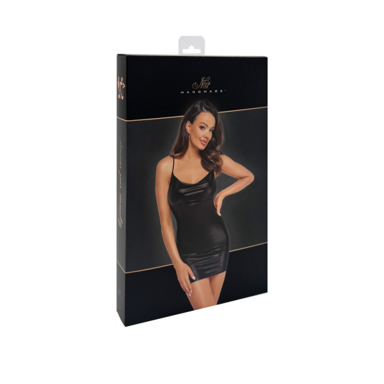 Платье с мокрым эффектом и украшением из стразов Noir Handmade F307 Mirage Wetlook Mini Dress with Jewelry Rhinestone Chain, L