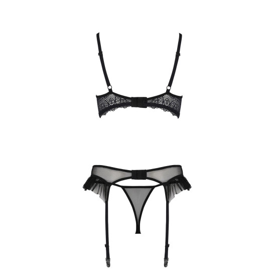 Комплект с открытым бра, чёрный Passion KERRIA SET WITH OPEN BRA black, S/M