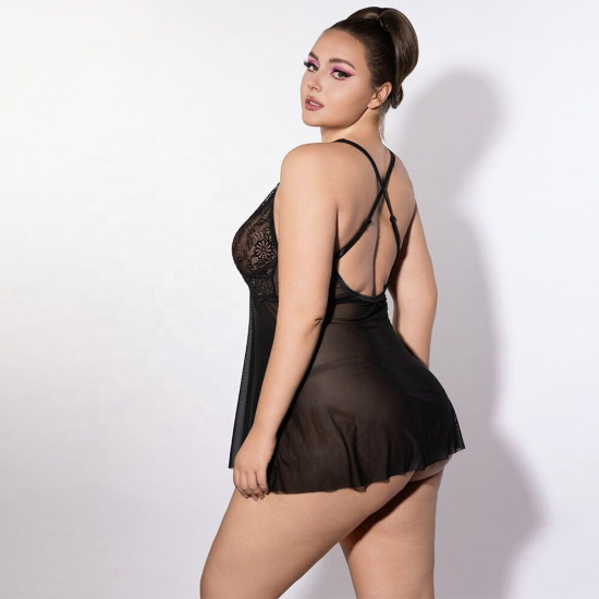 Платье, черное JSY P61151 Black, Plus Size