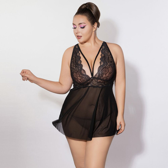 Платье, черное JSY P61151 Black, Plus Size