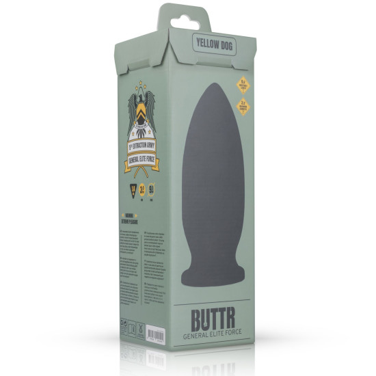 Анальная пробка для фистинга, черная BUTTR Yellow Dog Butt Plug