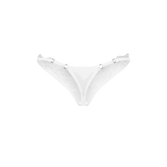 Трусики з відкритим доступом до промежини, білі Obsessive Arrowel Crotchless Thong White, S/M