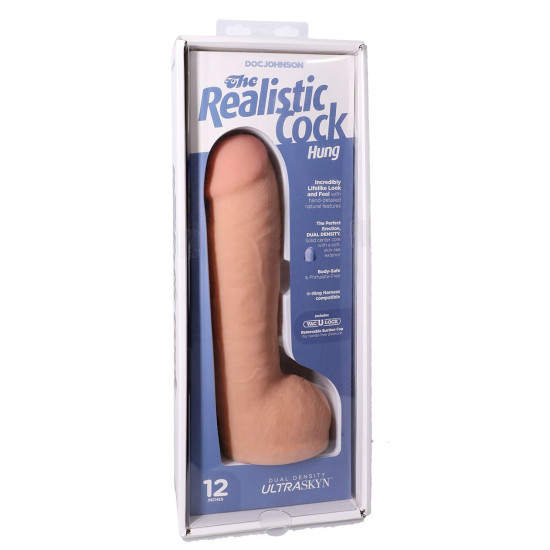 Фалоімітатор з мошонкою, довжина 30.5 см, ванільний Doc Johnson The Realistic Cock ULTRASKYN - 12 Inch Hung with Balls Vanilla