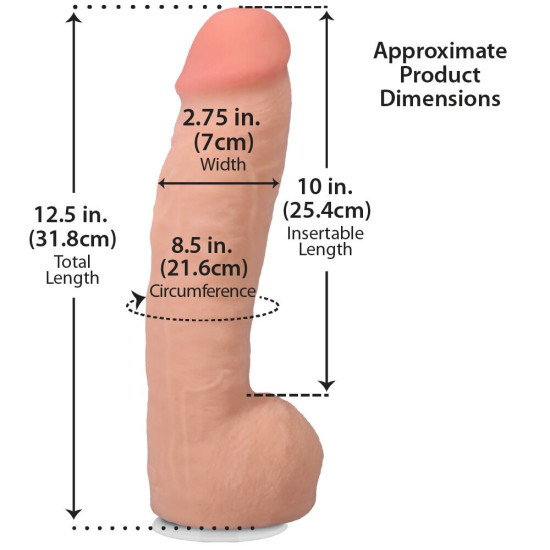 Фалоімітатор з мошонкою, довжина 30.5 см, ванільний Doc Johnson The Realistic Cock ULTRASKYN - 12 Inch Hung with Balls Vanilla