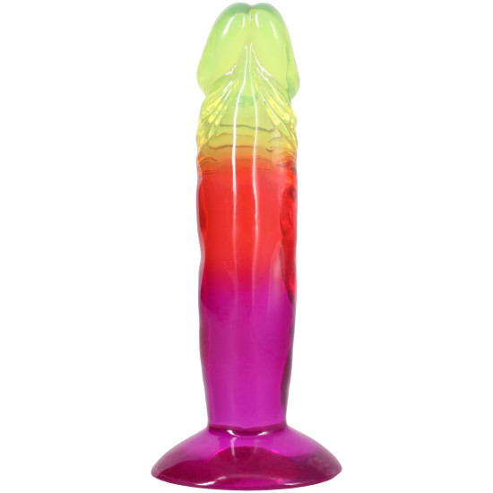 Дилдо, длина 16.5 см, радужный Doc Johnson Crystal Jellies - 6.5 Inch Classic Dong - Rainbow
