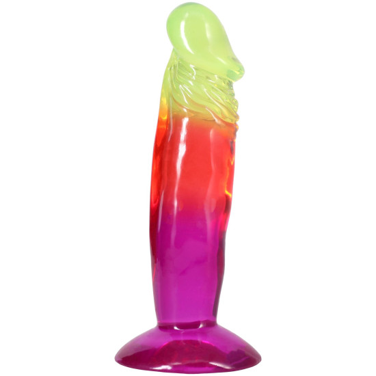 Дилдо, длина 16.5 см, радужный Doc Johnson Crystal Jellies - 6.5 Inch Classic Dong - Rainbow