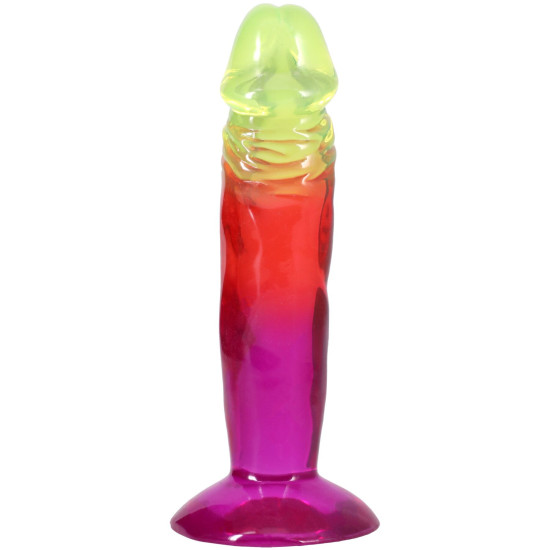 Дилдо, длина 16.5 см, радужный Doc Johnson Crystal Jellies - 6.5 Inch Classic Dong - Rainbow