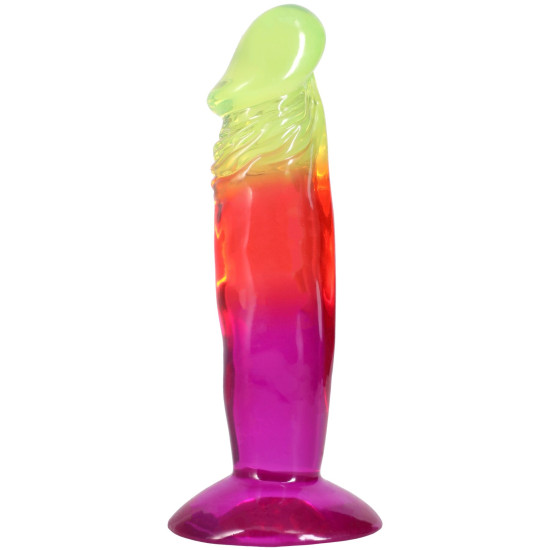 Дилдо, длина 16.5 см, радужный Doc Johnson Crystal Jellies - 6.5 Inch Classic Dong - Rainbow