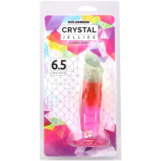 Дилдо, длина 16.5 см, радужный Doc Johnson Crystal Jellies - 6.5 Inch Classic Dong - Rainbow